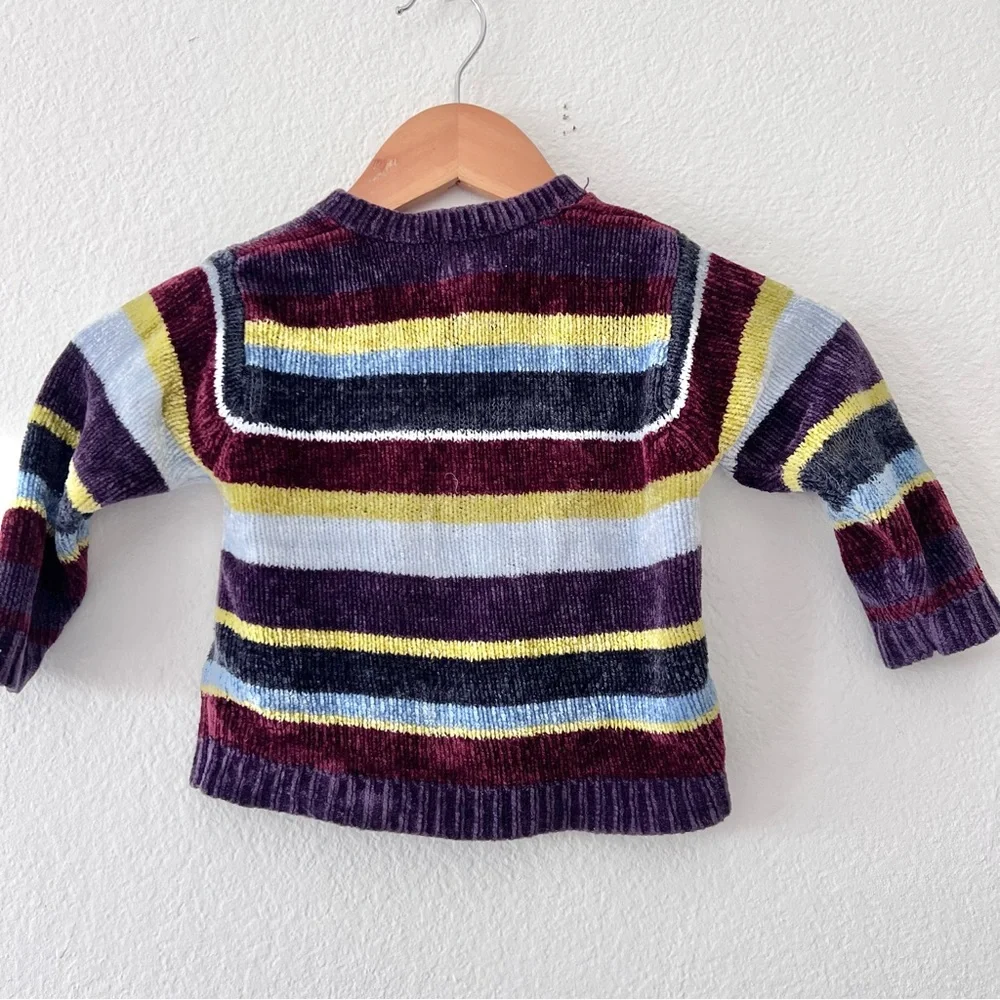 Vintage Y2K Baby Gap Striped Chenile Cardigan Sz 12-24M